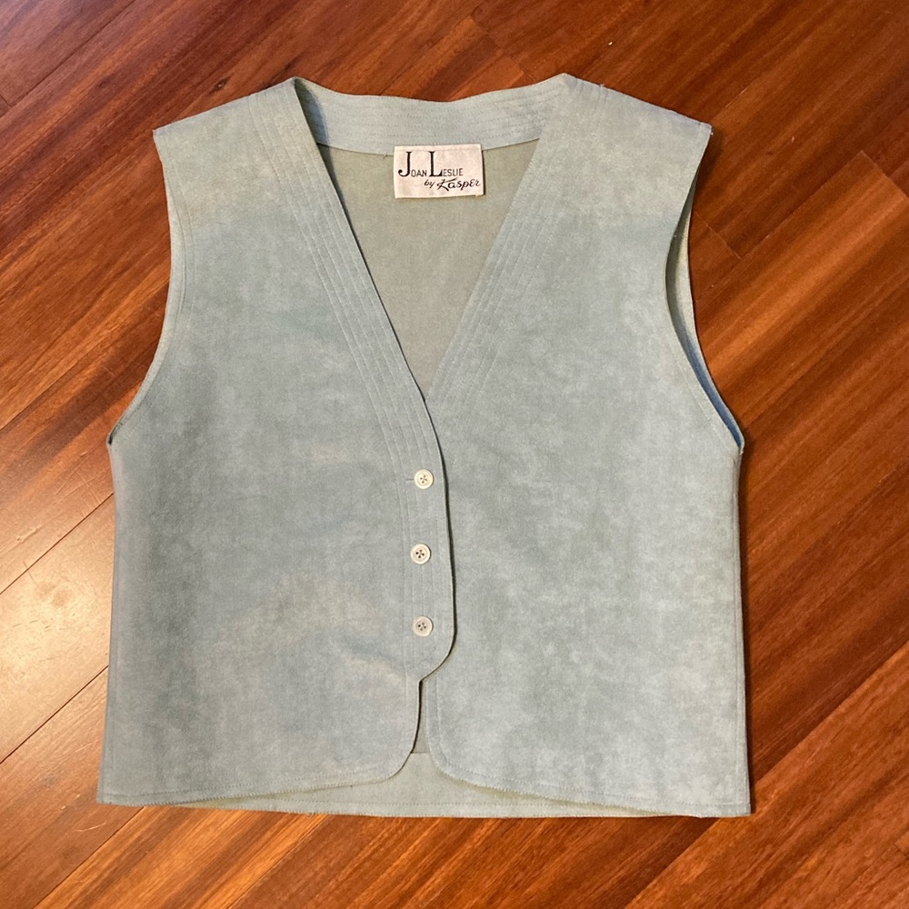 Vintage Joan Leslie Ultra Suede Sea Foam Vest Size Small
